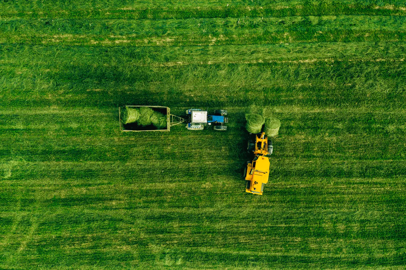 Aerial view of agricultural field operations